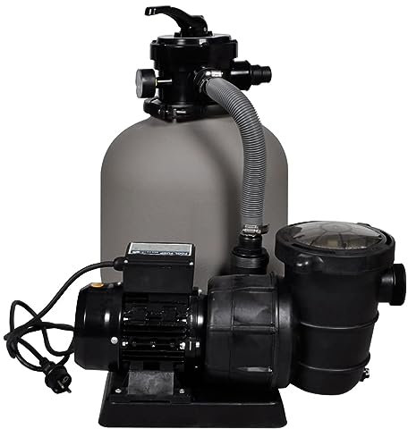 Rantry Pompe de Filtration à Sable pour Piscine - 17000L/h, Résistant à la Corrosion, Préfiltre, Vanne Multicanaux, Installation Facile