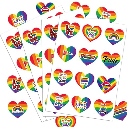 LGBT Pride Rainbow Tattoo Stickers - 4Sheets Rainbow Temporary Tattoos Pride Sticker Waterproof Face Body Fake Tattoo Stickers Pride Accessories for Gay Lesbian Lovers Gifts Pride Monthly Decorations