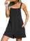 CUPSHE Women's Jumpsuit Cotton Pinafore Short Dungarees Scoop Neck Sleeveless Overall Casual Straight Leg Outfit Romper Playsuit Black M