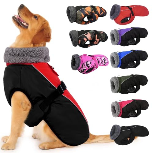 IECOii Extra warmer Hundemantel, reflektierend, verstellbar, mit Schnalle, Fleece-Rollkragen für kaltes Wetter, weicher Wintermantel für kleine, mittelgroße und extra große Hunde