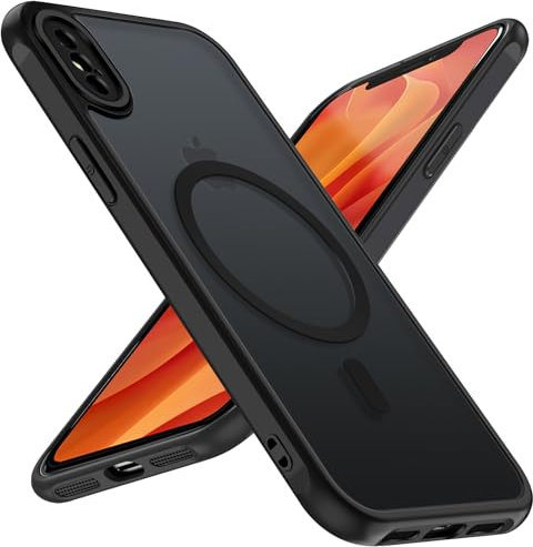 ivoler Matt Schwarz Magnetisch Hülle für iPhone XS Max 6.5 Zoll, Kompatibel mit MagSafe, [Militärnorm Sturzschutz] Stoßfest Kratzfest Rückseite Schutzhülle Dünn Flüssig Silikon Handyhülle Case