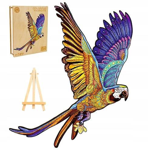 PASJO - Holzpuzzle Erwachsene mit Vögelmotiv 222 Teile 46x29 cm - Geschenkidee für Kinder - Holz Puzzle Vögel - Einzigartige Tierförmige Holz-Puzzle - Creative Jigsaw aus Holz für Erwachsene