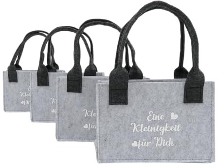 CB Home & Style 4er Set Geschenktasche Filz 19x13x8cm Gastgeschenk Geburtstag Weihnachten Jubiläum (Hellgrau)