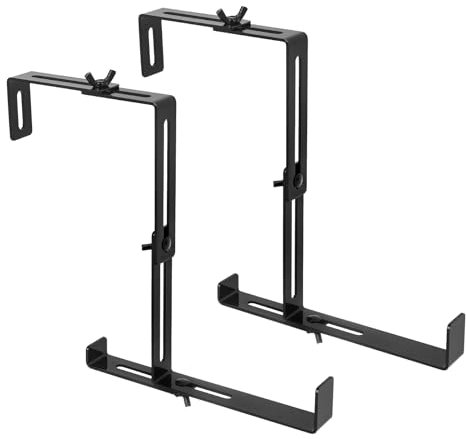 LFGUD 2 soportes para caja de ventana, soportes ajustables para macetas, soportes universales de acero para colgar en barandillas, alféizar de la ventana, soportes para macetas sin taladrar para