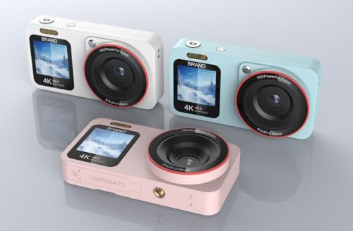 DEATTI 4K Digitalkamera, FHD 64MP Fotokamera mit Zwei Bildschirme, 18X Autofokus Fotoapparat Digital Camera Für Teenager, Kompaktkamera mit 64G SD Karte für Kinder Erwachsene Ältere Anfänger, Pink
