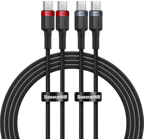 Baseus Cafule Lot de 2 câbles de charge USB-C vers USB-C 100 W Longueur 2 m Rouge