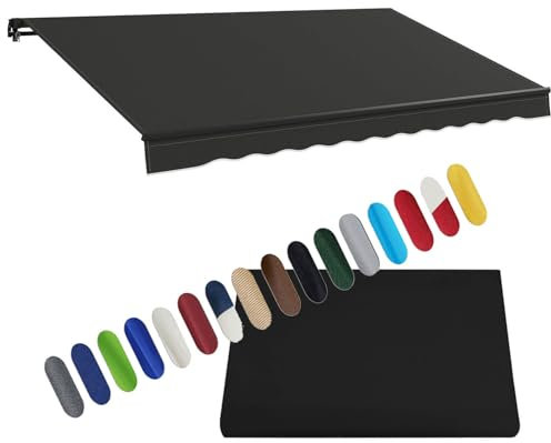 Tessuto di ricambio per tenda da esterno, resistente, retrattile, in tela di poliestere, per protezione solare, ideale per terrazze e mercati, copertura per tenda da sole nera, 2,5 x 2 m