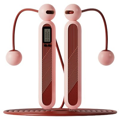 Flintronic Corde à Sauter Intelligente avec Compteur, Corde a Sauter sans Fil Réglable, Jump Rope avec Roulements à Billes en Acier et Poignées Antidérapantes, pour Adulte, Enfant - Rose