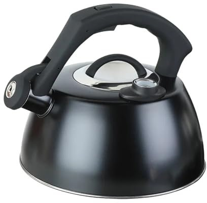 Stainless Steel Stovetop Tea Kettle with Thermometer for Pour Over Coffee & Tea, Temperature Gauge, for Gas Hob, Stovetop Kettle with Tall Whistle for Induction and Electric Hobs(2.5L)