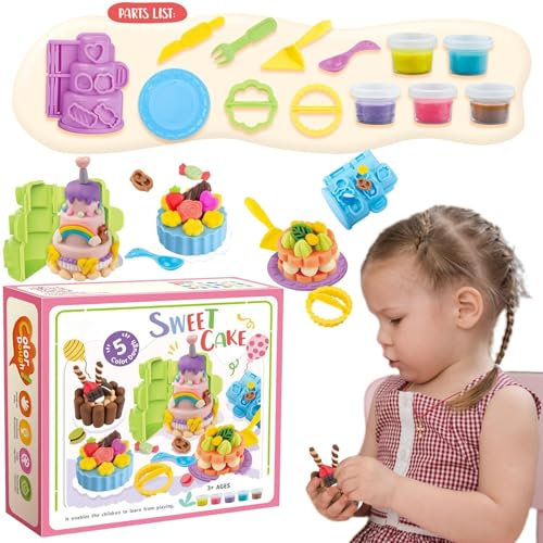Play Dough Ice Cream Spielset,Play Color Dough | Waffel-Pizza-Burger-Maker, Rollenspiel-Kochspielzeug,Play Food Knete-Sets, Art Clay & Dough Knete-Set für Kinder, Mädchen und