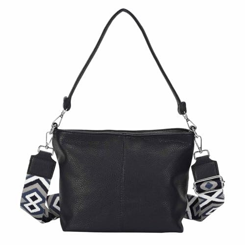Damen Tasche Shopper Brusttasche Hobo Bag Schultertasche Crossbody Umhängetasche Beuteltasche Handtasche Crossover BodyBag Leder Optik Dunkelblau V1