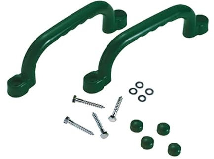 Set of 2 Grab Handles Age 10+ with Finger Grips for Climbing Frames, Treehouses, Playhouses, and Outdoor Playground Equipment – Available in 5 Colors for Safe and Fun Play (Green)