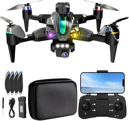 Trendi 4K Camera Drone – Foldable Quadcopter with Dual HD Cameras, Obstacle Avoidance, Brushless Motor, Altitude Hold, 360° Flip, Headless Mode, Gesture Control & Carrying Case | 2 Batteries (Black)