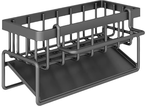 Kitchen Sink Caddy, Self-Draining Sponge Holder, Sponge Organizer with Rag Holder, Kitchen Caddy Sink Organizer for Soap Dispenser Storage Accessorie New Home Essentials and Gadgets