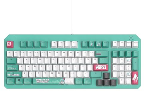 ASUS TUF Gaming K3 Gen II Hatsune Miku Edition Clavier RVB optique-mécanique avec IP57 étanche et résistant à la poussière, disposition compacte à 98 touches, support d'étanchéité en silicone et