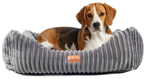 BOUTIQUE ZOO Hundebett 115x100x28 cm Größe XL | Weiches Hundesofa mit Kissen | rutschfest & Waschbar | Hundekörbchen aus Strukturiertem Wildlederimitat | Für große Hunde | Farbe: Grau