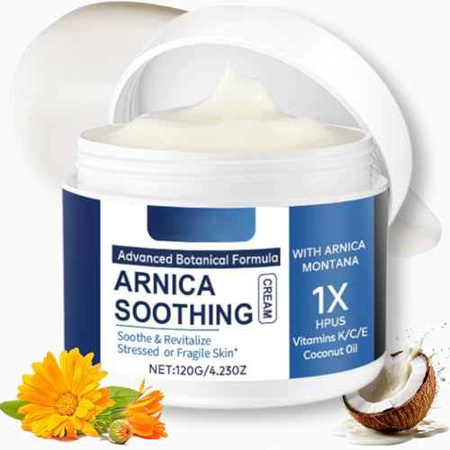 Arnica Soothing Bruise Cream Extra Strength: Fast-Acting for Bruising & Swelling on Thin Skin, Bruise Remover - High Strength Arnica Montana with Vitamins K, C & E–Soothing Hydrating for Face and Body