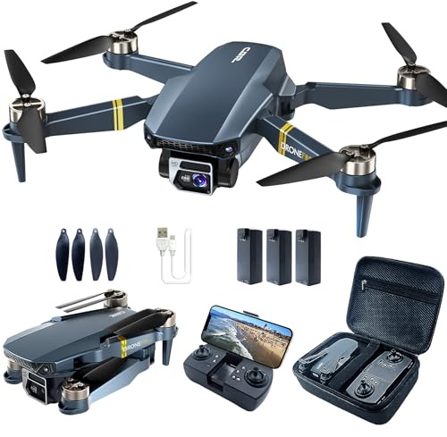 Dron con Cámara 4K HD, 800 metros de alcance, 60+ min de Vuelo (3 Baterías), Seguimiento Automático, Motor sin Escobillas, Hover Automático–Ideal para Principiantes y Adultos