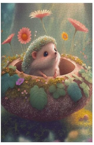 1000-teiliges Puzzle Für Erwachsene, Igel Holzpuzzle, Gehirn-Herausforderung,Puzzles Spielzeugspiel （78×53cm）