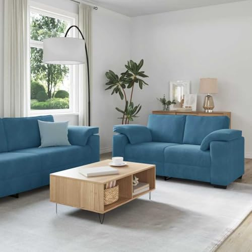 Frdhee Bettcouch, 2-teiliges Sofa-Set mit Kissen, Blauer Samt Kleines Schlafsofa für Wohnzimmer Schlafzimmer Wohnung