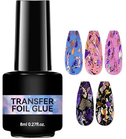 YNPQTDS 8ml Strong Adhesion Clear Nail Transfer Foil Glue UV Lamp Needed Foil Glue Nail Foils Glues For Women Manicure DIY Enthusiasts Salon Fingernails Stickers Adhesive Design Decoration