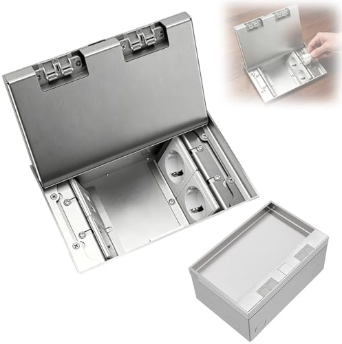 4000W 16A Toma Corriente Empotrada en el Suelo 3 Enchufes UE y USB + Tipo C | Toma Enchufe Oculto Empotrado Multifuncional Acero Inoxidable Resistente al Agua para Cocina Salón y Oficina