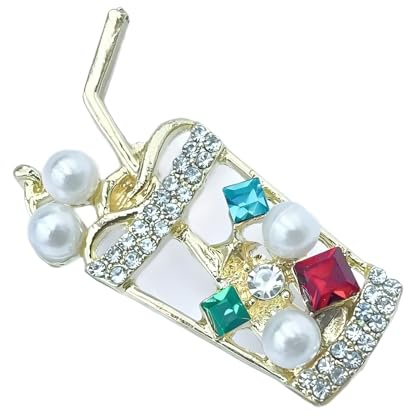 Creative Milk Teas Cup Brooch with Colorful Zircon Rhinestones Juices Beverage Cup Lapel Pin Fashion Jewelry for Women Fashionable Milk Teas Accessory