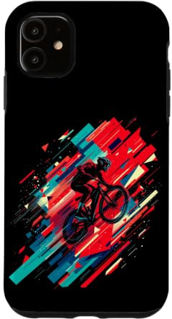 Hülle für iPhone 11 Dynamischer Mountainbiker in Aktion