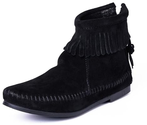 Minnetonka Women's Back Zipper Bootie, Hardsole Black, 9.5 M US