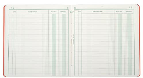 Exacompta - Réf. 930E - 1 Piqûre recettes-dépenses - Numérotée - Format vertical - Dimensions extérieures : 21 x 19 cm - 80 pages - Couleurs aléatoires : Bleu - Jaune - Rouge - Vert