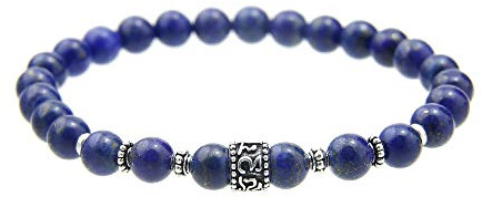 agathe création PA022014 Bracelet tibétain Porte Bonheur - Perle Centrale Argent 925 - Lapis Lazuli Naturelle 6mm - sur Mesure - Fait Main