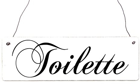 Interluxe Shabby Vintage Schild Türschild Toilette Hinweis Schild WC Wegweiser