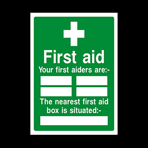 First Aid - Your first aiders are Sticker/Self Adhesive Sign - Emergency first aid (FAID25)
