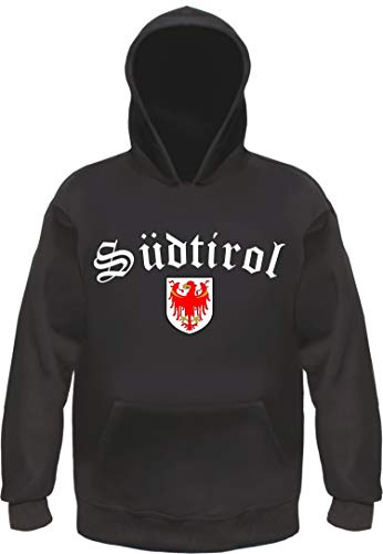 HB_Druck Südtirol Kapuzensweatshirt - Altdeutsch mit Wappen - Hoodie Kapuzenpullover 3XL Schwarz