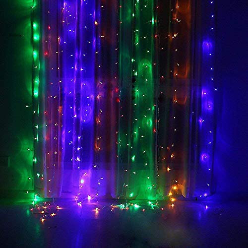 KINGCOO 300LED Lichtervorhang Lichterkette, 3m x 3m Fenster Eiszapfen Dekorative Licht USB Kupferdraht Vorhang Schnur Lichter Mit 8 Modi für Party Hochzeit Garden Weihnachtsbeleuchtung (Mehrfarbig)