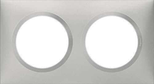 Legrand - Plaque carrée dooxie 1 poste finition plume mat avec bague plume brillante (gris)