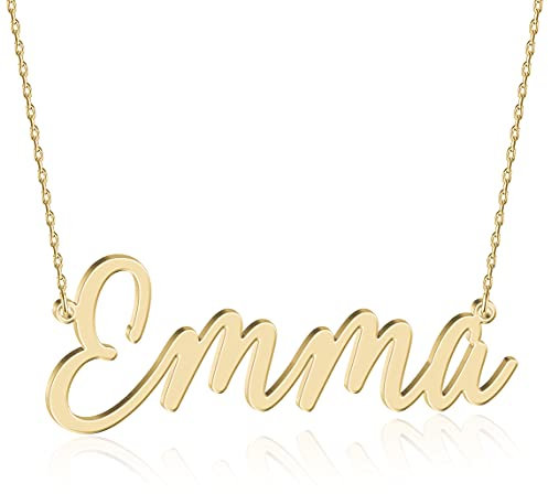 JOELLE JEWELRY Personalised White Gold Name Necklace 18K Gold Plated Silver Custom Script Nameplate Pendant Jewellry Birthday Gift for Women Girl Teenage Bridesmaid