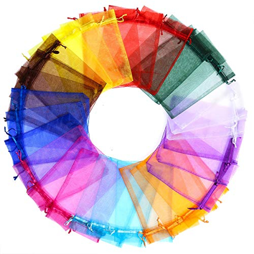 EKKONG Organzabeutel, Organzabeutel, Geschenkbeutel aus Organza, mit Bändern, Gastgeschenk, Geschenk für Partys