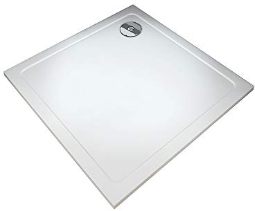 AICAit Piazza Ultraslim doccia vassoio 3 cm armata con sifone e tubo flessibile 90x90cm (Quadrato)