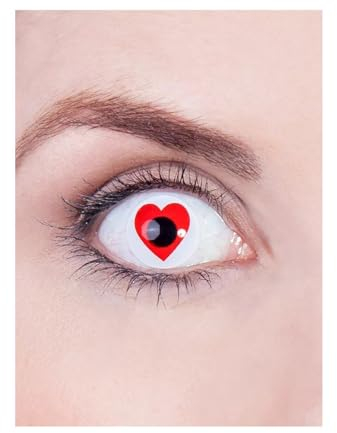 Maskworld Herz Kontaktlinsen/Monatslinsen - ohne Sehstärke - Unisex - Erwachsene - ideal für Sport- und Groß-Events, Karneval & Motto-Party
