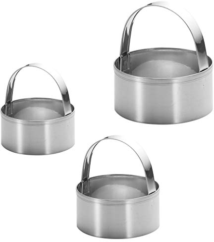 3 Stück runde Ausstechformen mit Griff – Edelstahl rund Kreis Donut Ausstecher Backformen verschiedene Größen