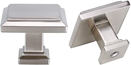 GoldenWarm 10Pack Square Drawer Knobs - Brushed Nickel, Silver Handles for Kitchen Cabinets