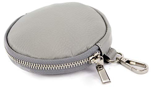 modamoda de P10 / P08 Damen Leder Rauleder Geldbörse Münzgeldbörse Taschenanhänger ø 11,5 cm handmade in Italy, Farbe:Telegrau