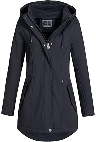 Eight 2 Nine Damen Softshelljacke LETN-041 Kurzmantel mit Kapuze night navy (001) XXL
