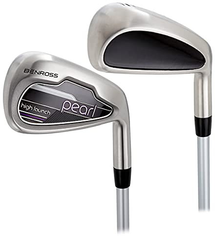 BENROSS - Pearl - Ladies Lightweight Fujikura Golf Iron Club Set - Womens Stainless Steel Clubs - Silver - Right Hand - 10.5 Degree