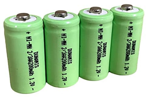 Dunamis 4 Piles Rechargeables pour Lampe Solaire 1,2 V NiMH 2/3 AA 200 mAh – ** Taille 2/3AA ** Convient pour Lampes solaires de Jardin **Ces Piles ne sont Pas de Taille AA mais 2/3 AA Taille**