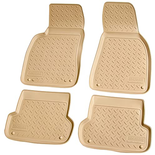 Recambo 3D Gummi Fußmatten kompatibel für Audi A4 | B6, B7, 8E | 2000-2008, Limo, Avant | Auto Gummimatten | Passgenau | mit Rand | beige