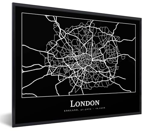 MuchoWow Poster Bilder Wanddeko Deko Wohnzimmer 40x30 cm Karte - Stadtplan - London
