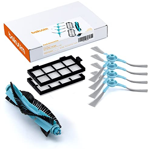Bakuum Pack accesorios Cecotec Conga 1690, 1890 y 2690, x2 Filtros Deposito Polvo x4 Cepillos x1 Rodillo Repuestos. Filtro Solo Deposito de Polvo.