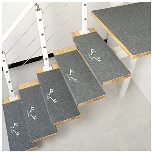 EXTLEZSA Treppenmatte, Leuchtend Stufenteppich, Anti-Rutsch Fußpolster, Selbstklebend Teppich/Matte, Stufenmatten Treppen-Teppich für Kinder, Älteste und Haustiere (Grau,20x20cm(15PCS))